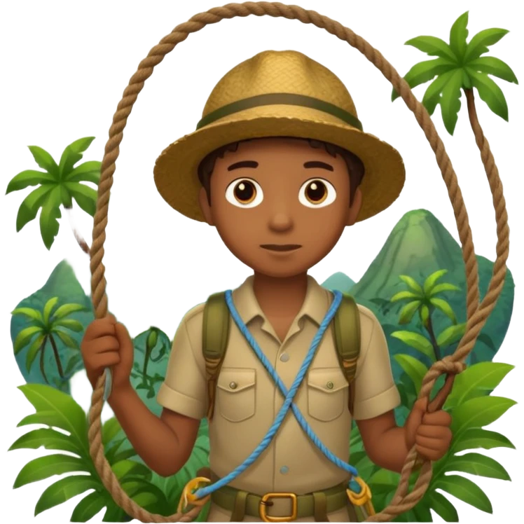 Boy carrying rope,Jungle Explorers. emoji
