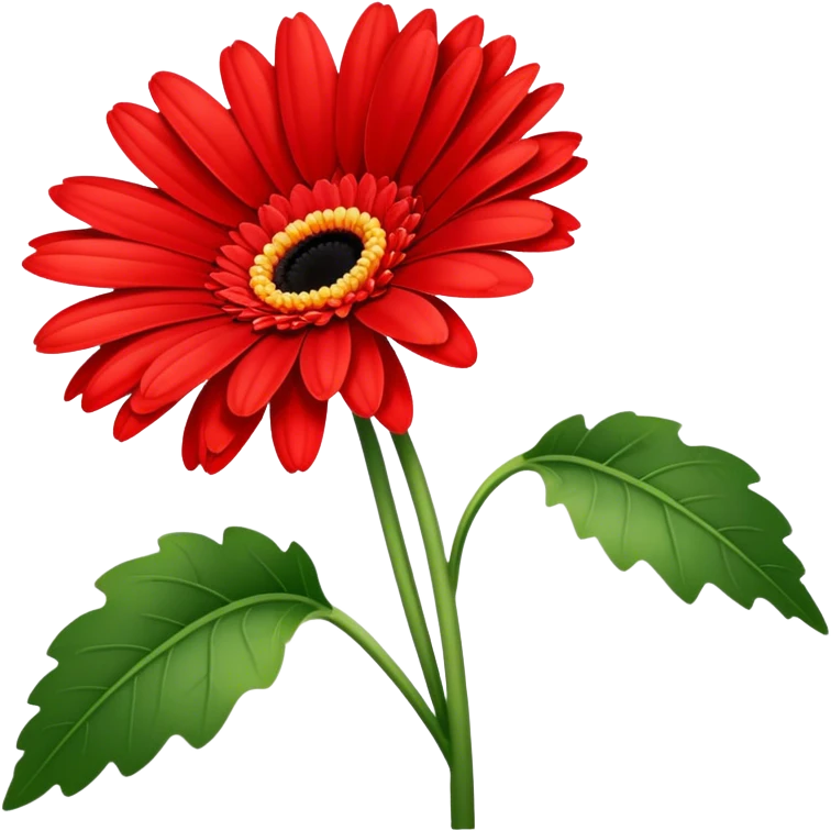 single Bright Red Gerbera Daisy, straight stem emoji