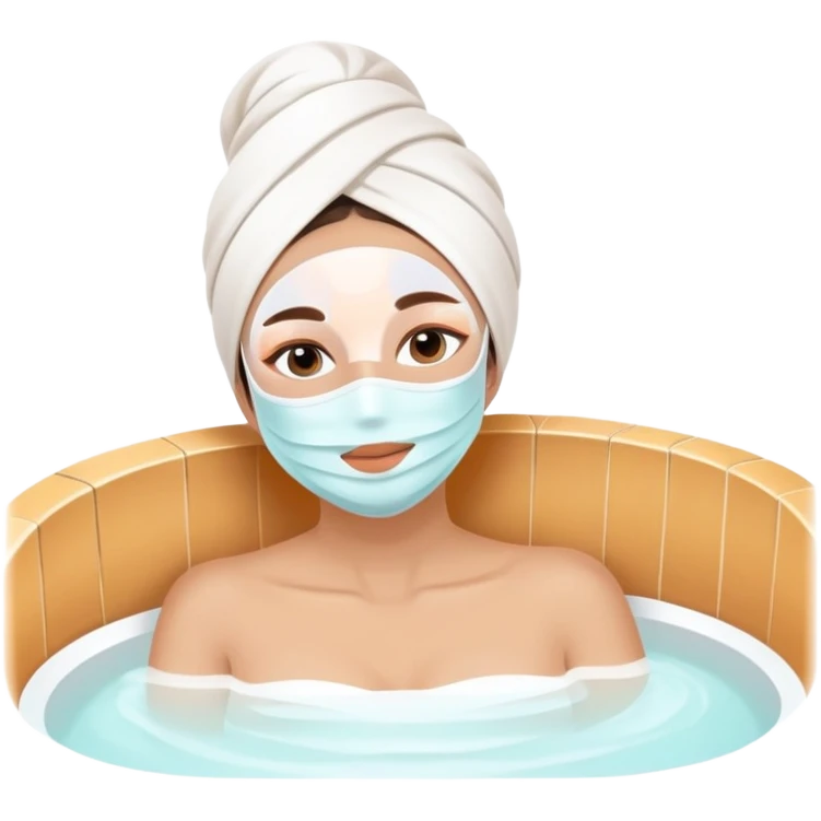 Lady with face mask spa beauty full face relaxing emoji