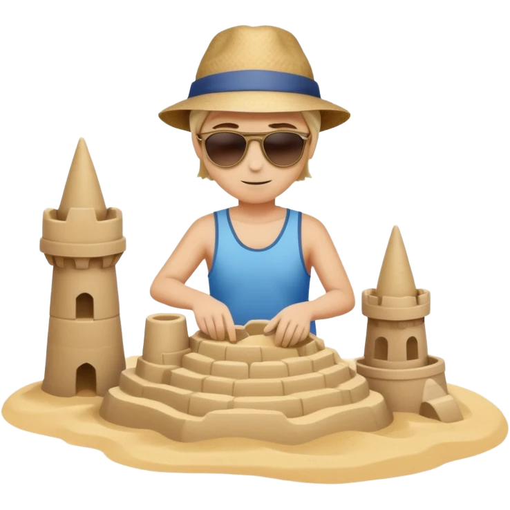 person building a sandcastle on the beach emoji