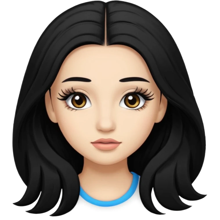 ragazza truccata con le ciglia finte con i capelli neri lunghi emoji