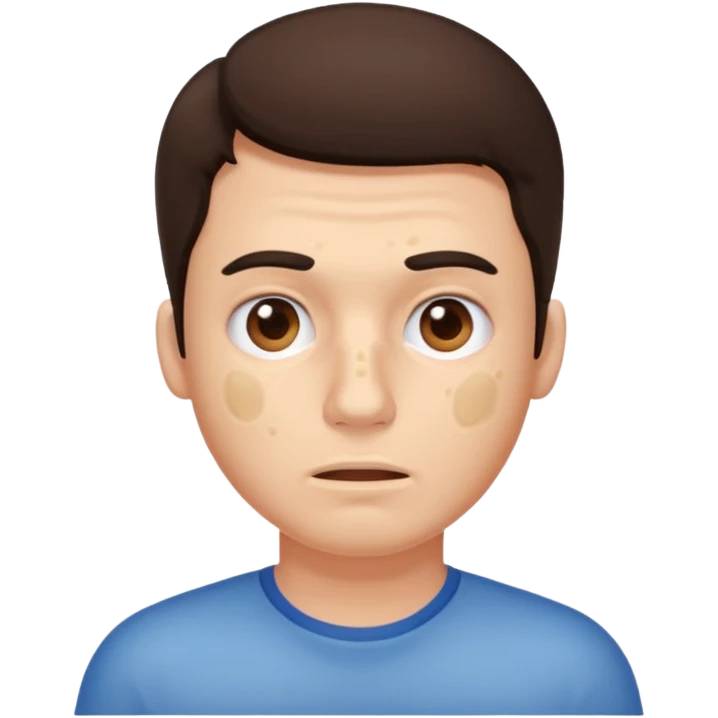 brunette man with lots of acne emoji