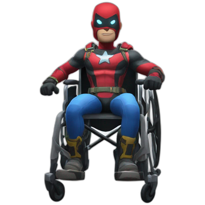 Superhero Fortnite skin in a wheelchair emoji