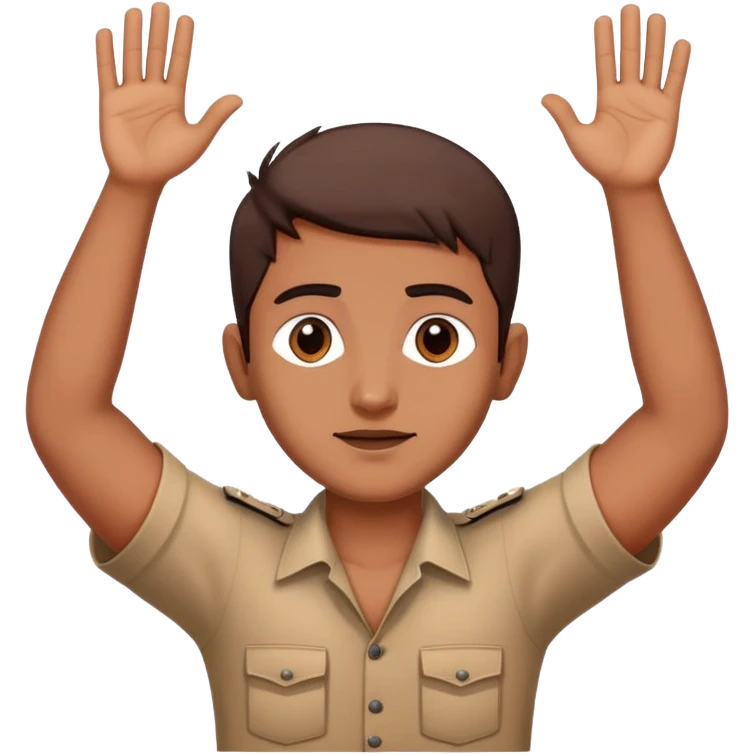 Indian person with hands up in surrender emoji