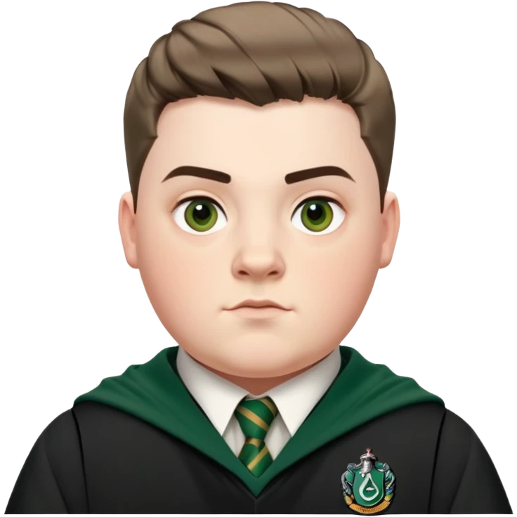 jamie waylett is vincent crabbe in harry potter, wear hogwarts slytherin uniform, very short hair emoji