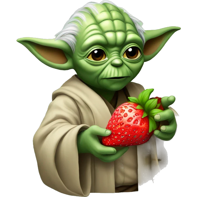 yoda with strawberry in his hand emoji