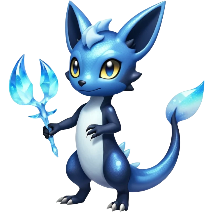Shiny icy iridescent Nebulae Salandit-Meowstic-Umbreon-Fakémon-hybrid-creature (full body)  emoji
