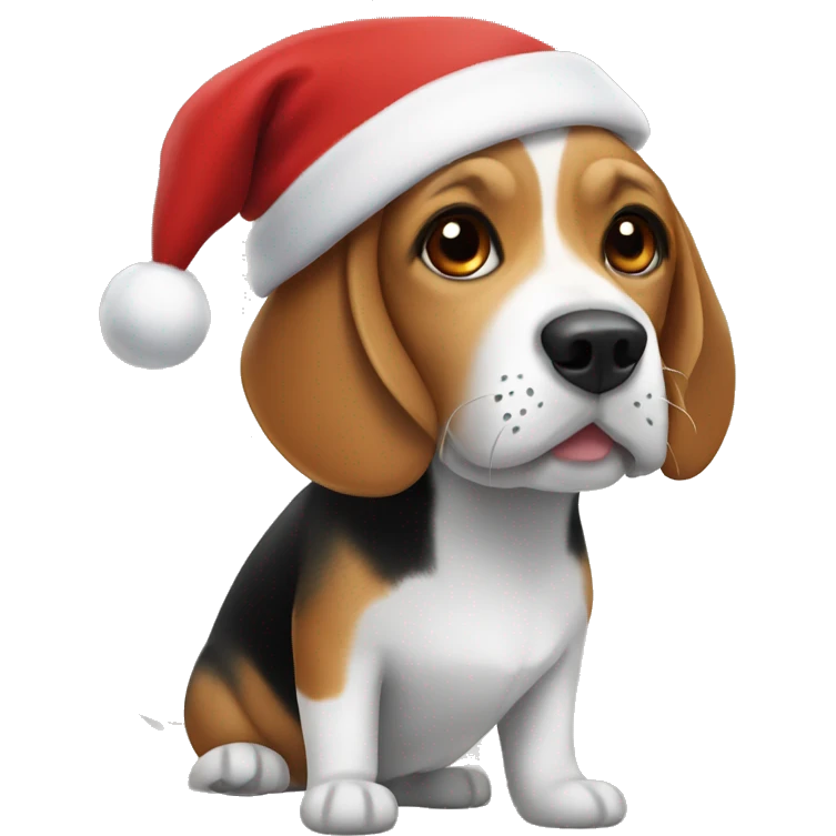 Beagle with Santa hat emoji