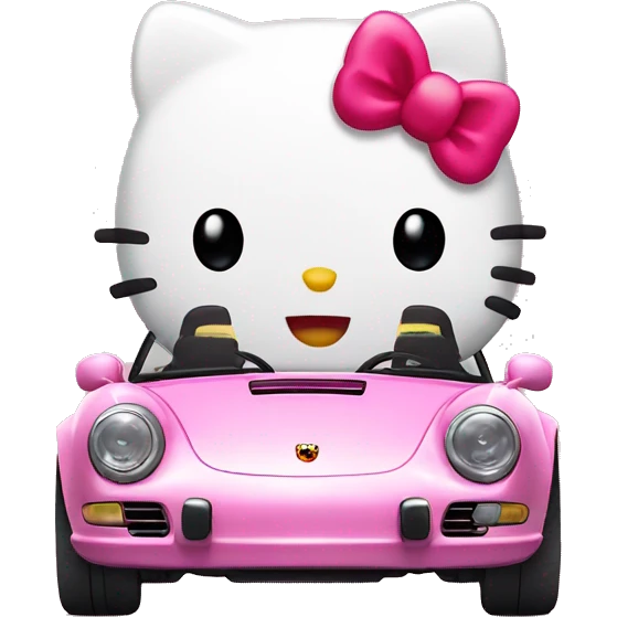 Hello kitty in a Porsche emoji