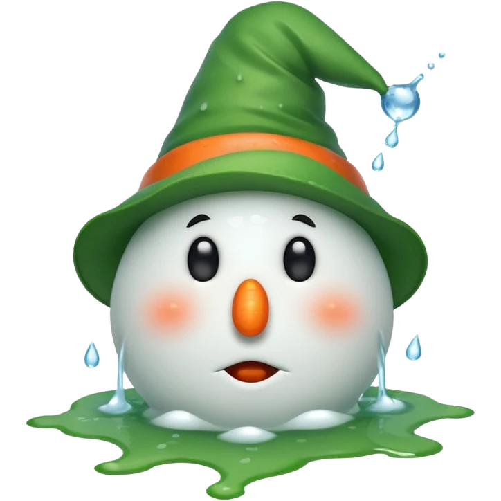 melting snowman with green hat emoji