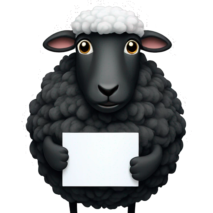 Black sheep holding blank sign  emoji