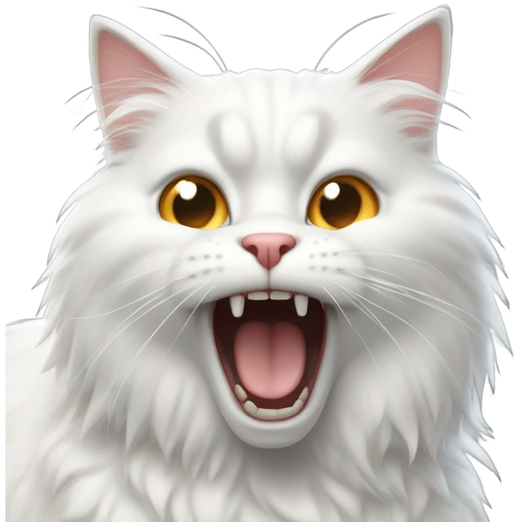 white long hair cat screaming  emoji
