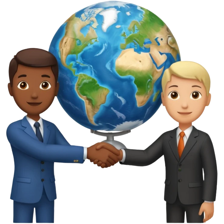 Shake hands and a globe showing negotiation of climate change with accurate image showing environment not just 2 person in a pic emoji