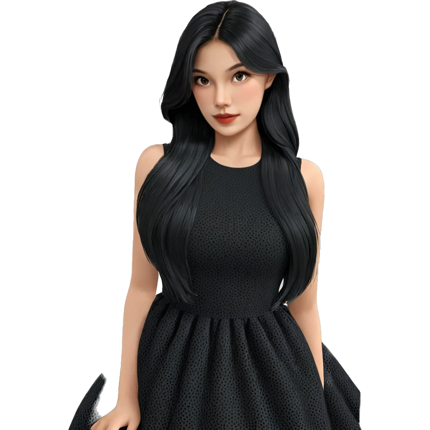girl in black dress indoors emoji
