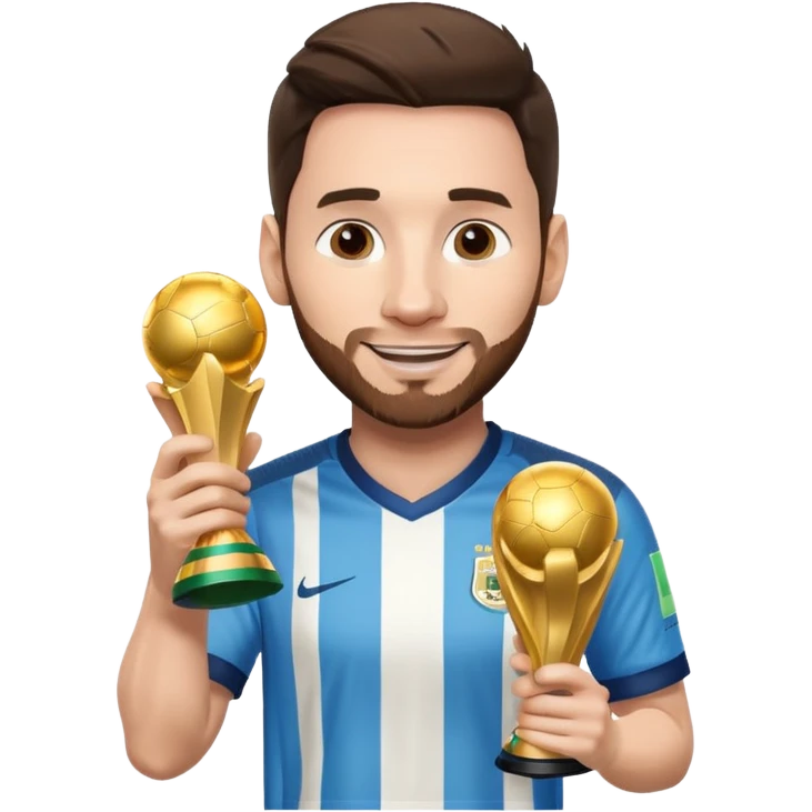 Messi holding the world cup trophy emoji