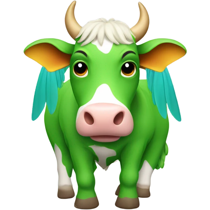 Cow with wings are green emoji