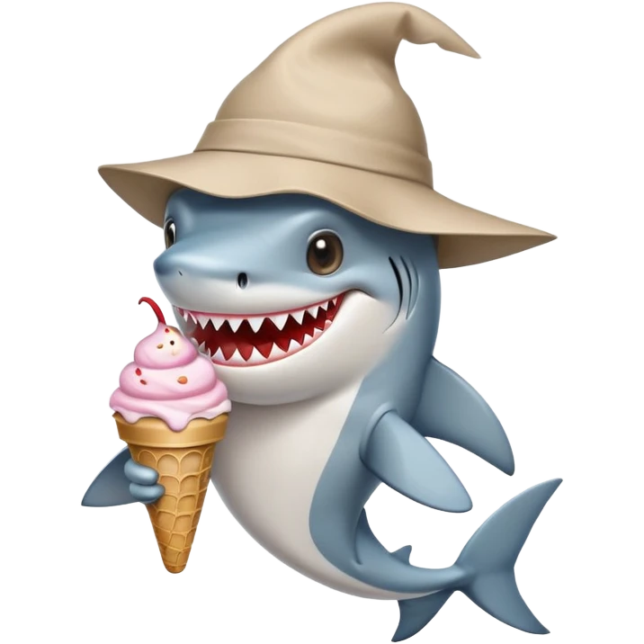 Shark with ice cream and hat emoji