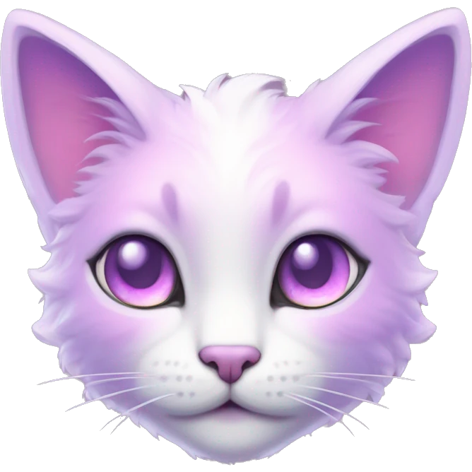 Kawaii colorful bright light pastel lilac-pink-white-gradient fantasy ethereal anthro feline fursona animal creature emoji