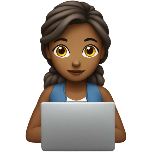 Pretty brown girl coding on a computer emoji