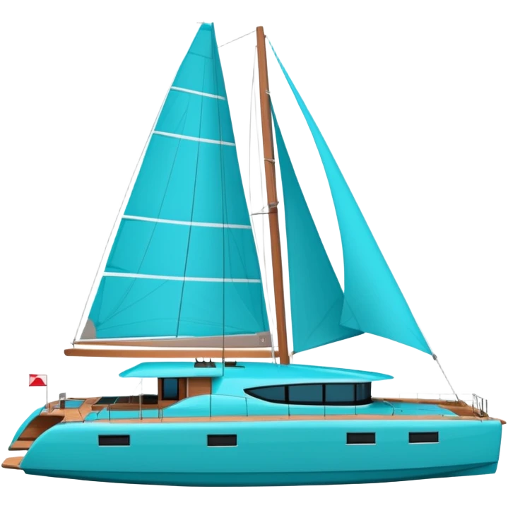 make a 50ft catamaran lagoon styled faceing to the right. make the sails like a dark tiffany blue emoji