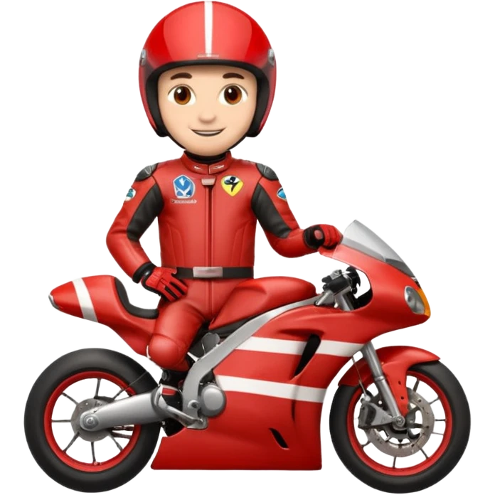 red motorcycle racer with out helmet emoji