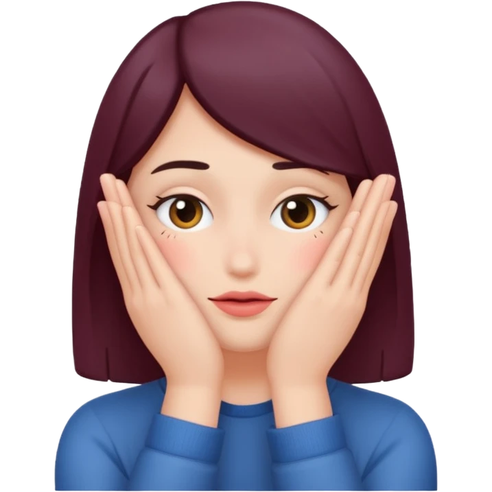 Standard smiley emoji blushing and hiding face with hands emoji