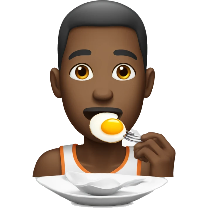 african american man eating egg emoji