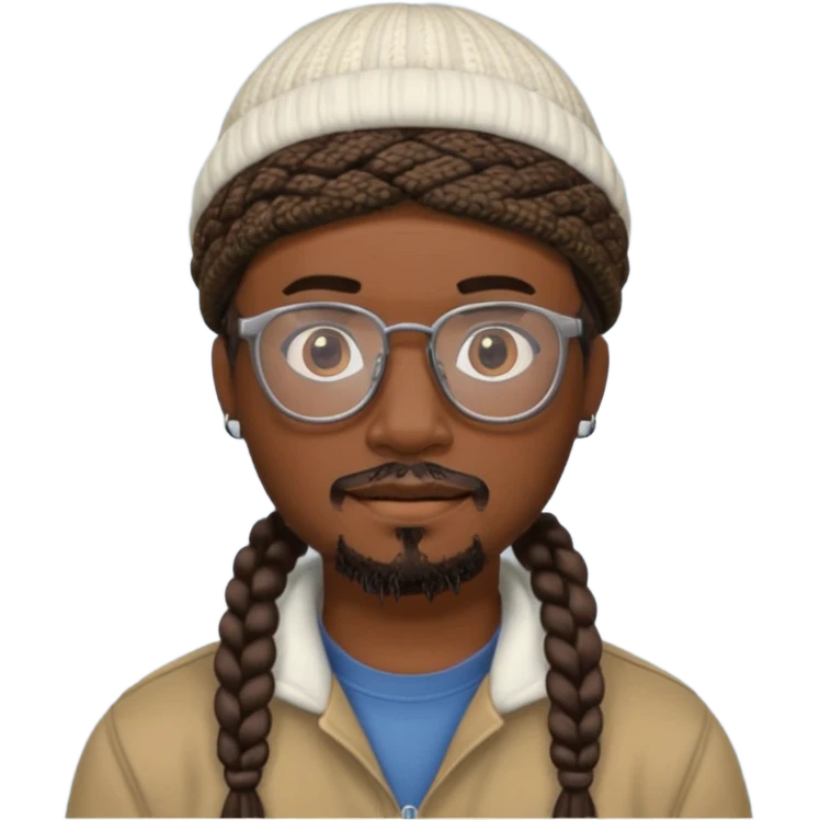 man with braids glasses beanie and goatee emoji