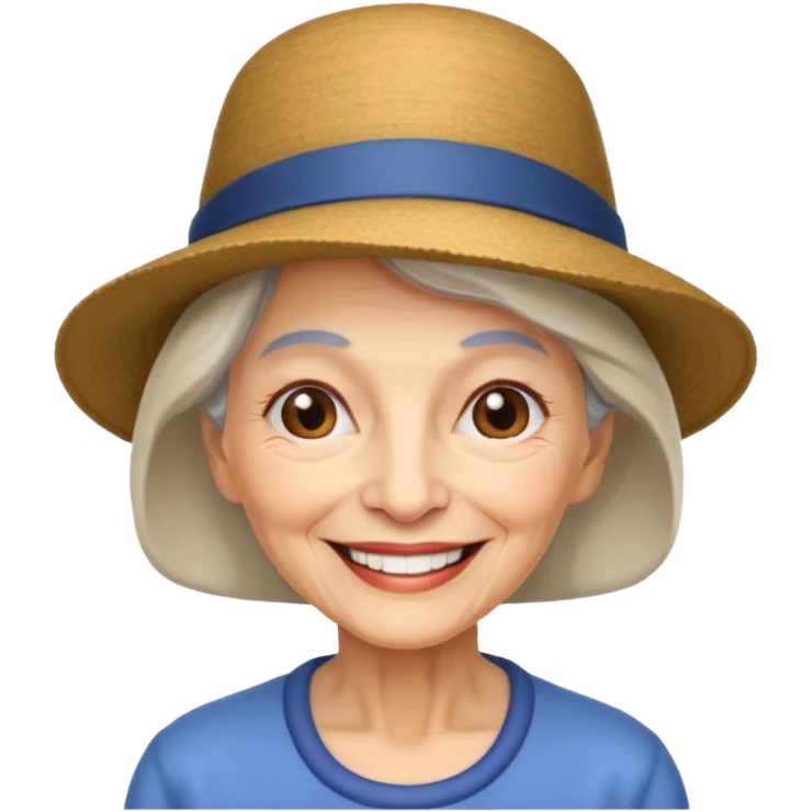 elderly woman with hat emoji
