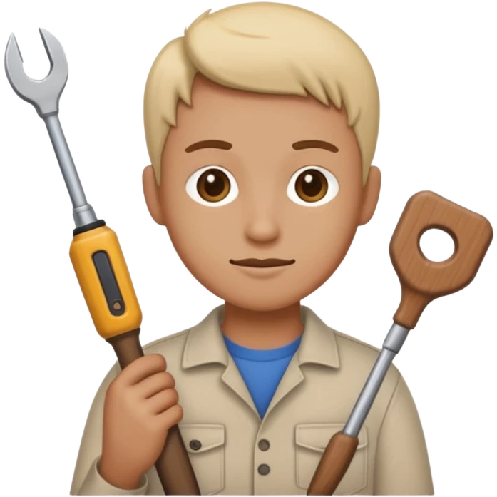 a single 2D line-drawn character + small detailed shop emoji