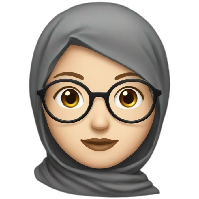 a white girl with hijab and round glasses emoji