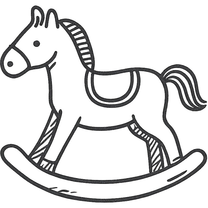 rocking horse, hand drawn outline icon style, sketchy lines, simple, no fill emoji