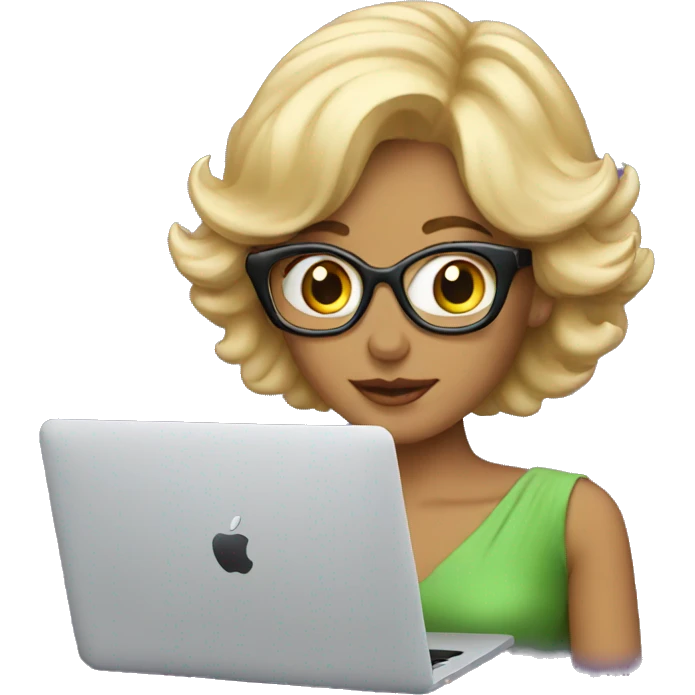 Lady Di with a macbook emoji