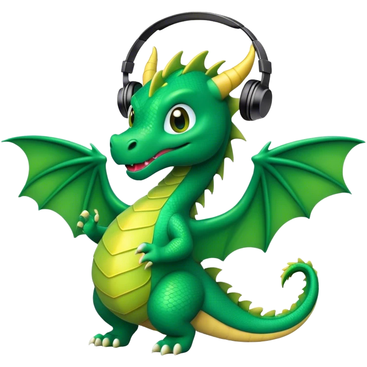 dragon listening to music flying  emoji