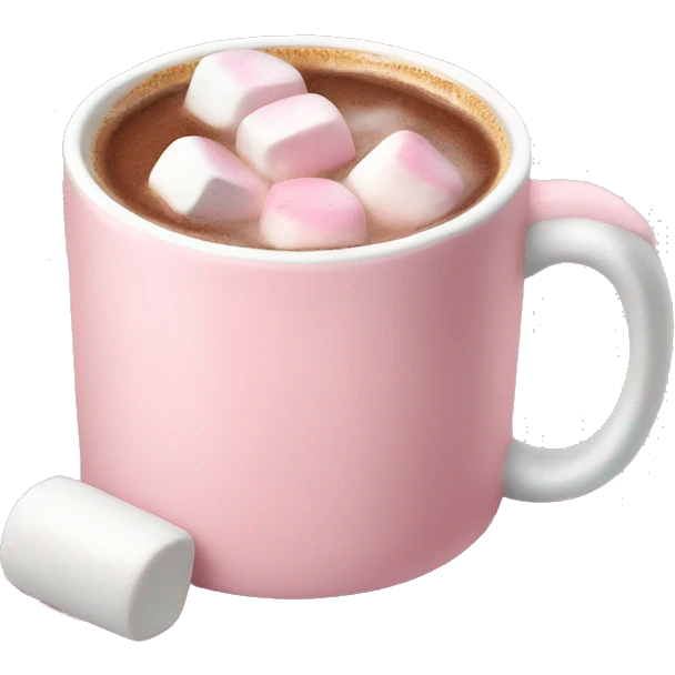 Light Pink mug of hot chocolate with marshmallows  emoji