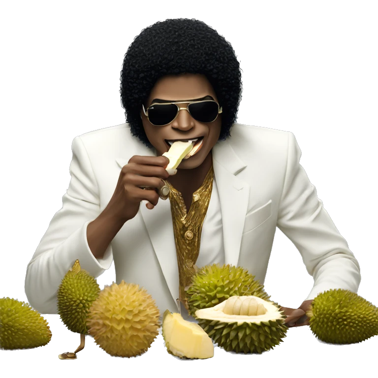 Micheal Jackson eating durian while making a song emoji