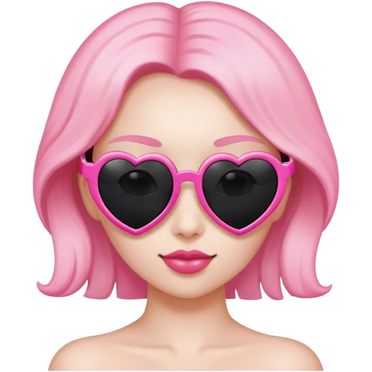 Pink heart shaped sunglasses with black lens ￼ emoji