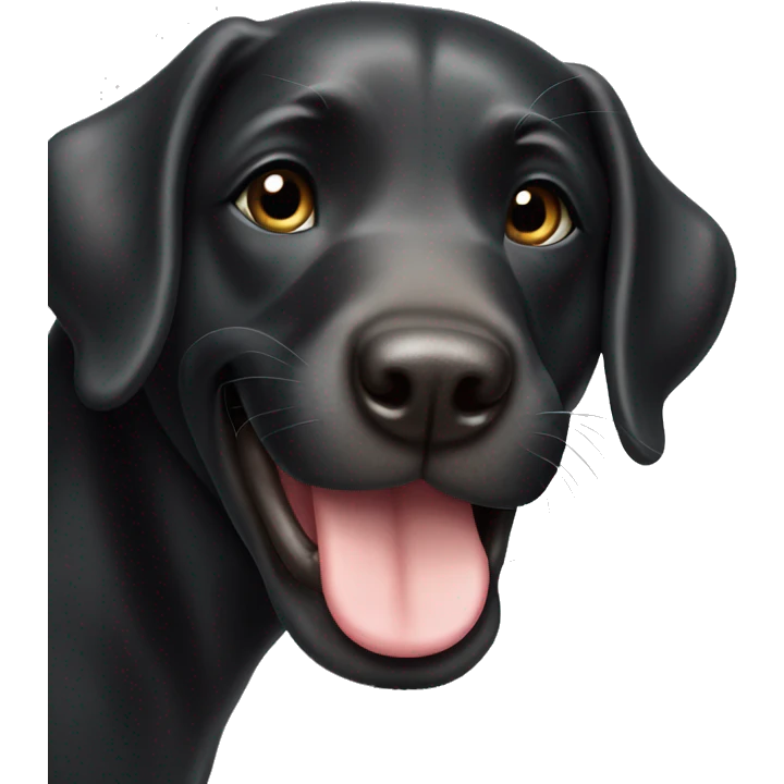 black Labrador Retriever Head smiling and holding thumbs up with its paw emoji