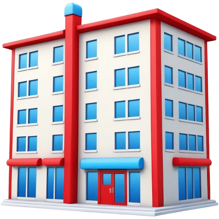 bank colored in blue and red emoji