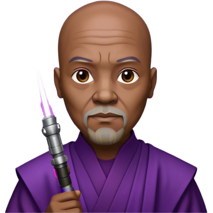 star wars master windu bald head with purple lightsaber emoji
