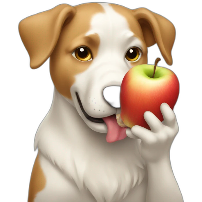 Dog eating apple emoji