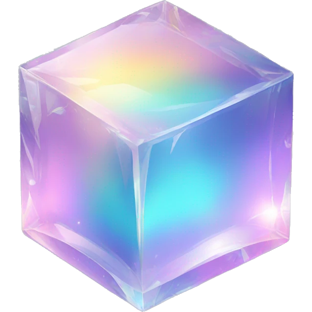 Sparkly glossy Pastel iridescent glass crystal cube emoji