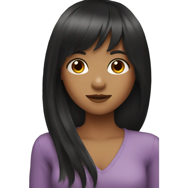 a girl with black long hair and bangs  emoji