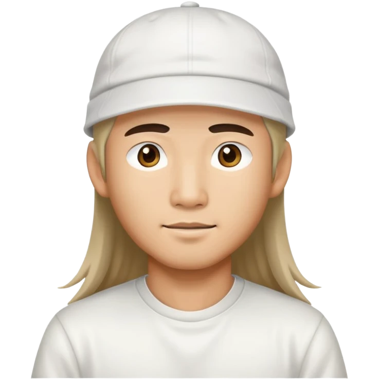 Long hair Asian guy with a white cap  emoji