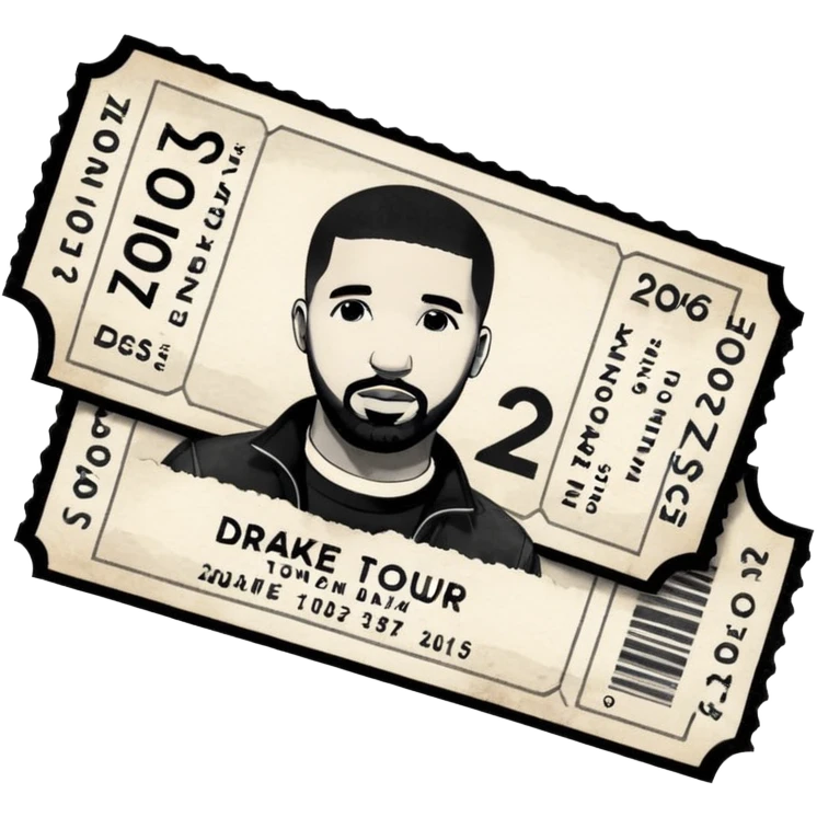 concert ticket, drake 2026 tour concert, black and white tickets emoji