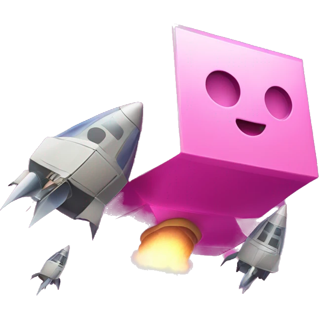 Pink cubes and rocket combine

 It's flying emoji