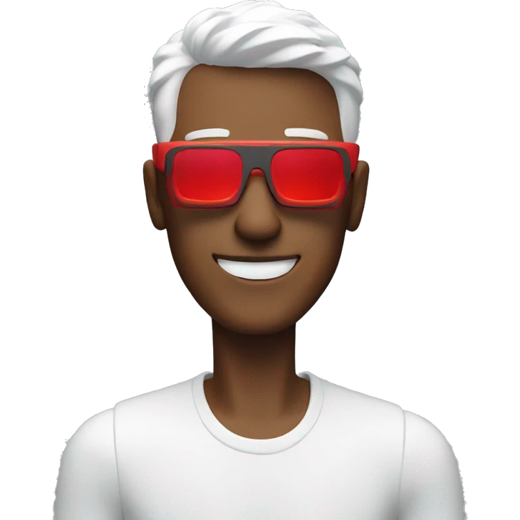 a guy with 3d print red futuristic glasses emoji
