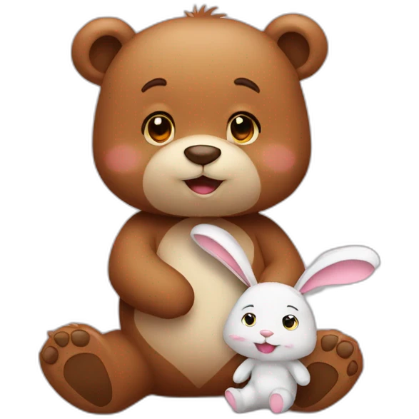 Bear in love with bunny emoji