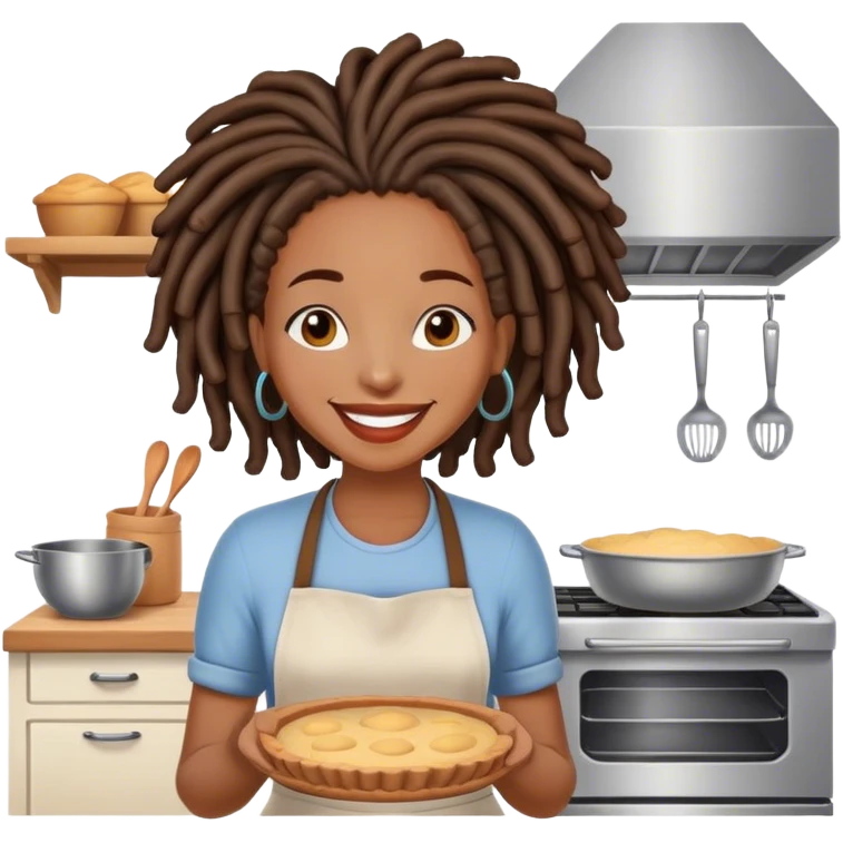 Black woman with locs baking  emoji