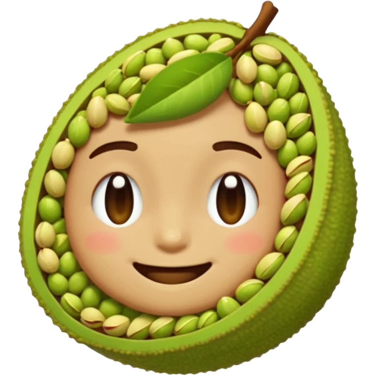 can you make a cuite pistachio emojii that is pixalited and wear th echaracter laught/ smile to the point where it closes it eyes  emoji